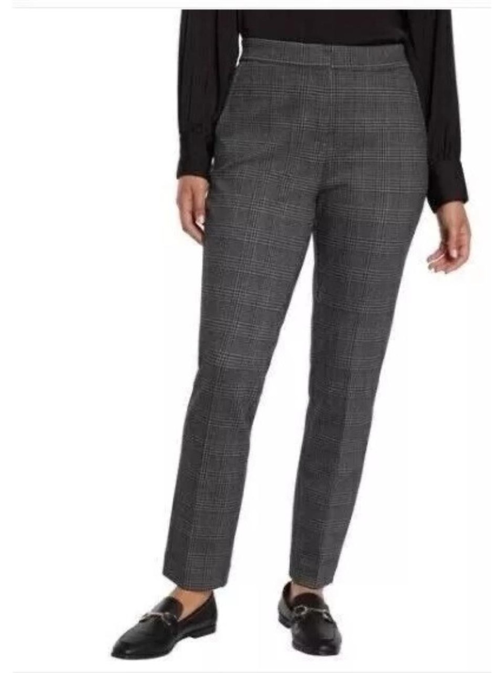 Banana Republic Sloan Charcoal Gray Plaid Petite Dress Pants